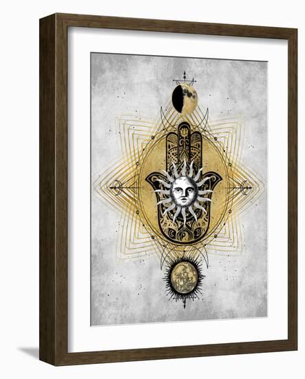 Hamsa Hand with Sun-Oliver Jeffries-Framed Art Print