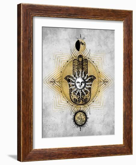 Hamsa Hand with Sun-Oliver Jeffries-Framed Art Print