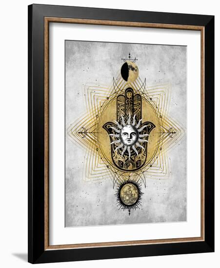 Hamsa Hand with Sun-Oliver Jeffries-Framed Art Print