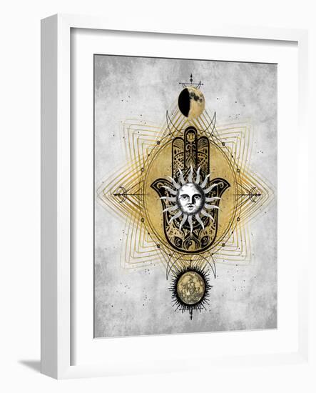 Hamsa Hand with Sun-Oliver Jeffries-Framed Art Print