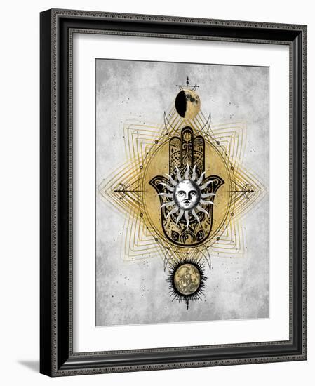 Hamsa Hand with Sun-Oliver Jeffries-Framed Art Print