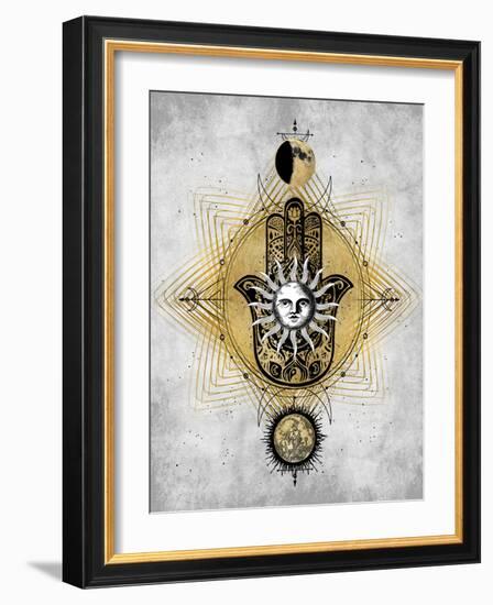 Hamsa Hand with Sun-Oliver Jeffries-Framed Art Print