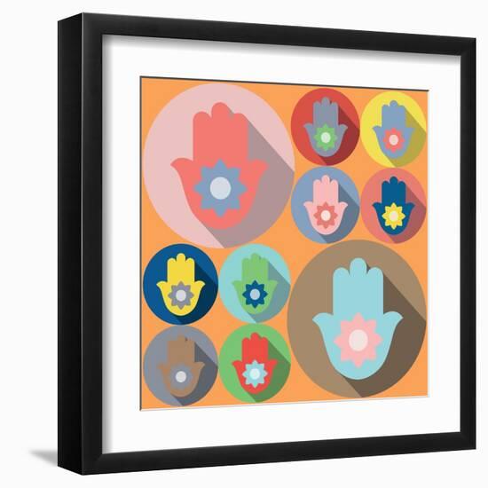 Hamsa Symbol Lotus-Yuriy Borisov-Framed Art Print