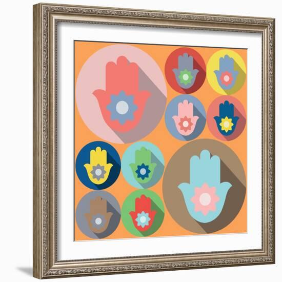 Hamsa Symbol Lotus-Yuriy Borisov-Framed Art Print