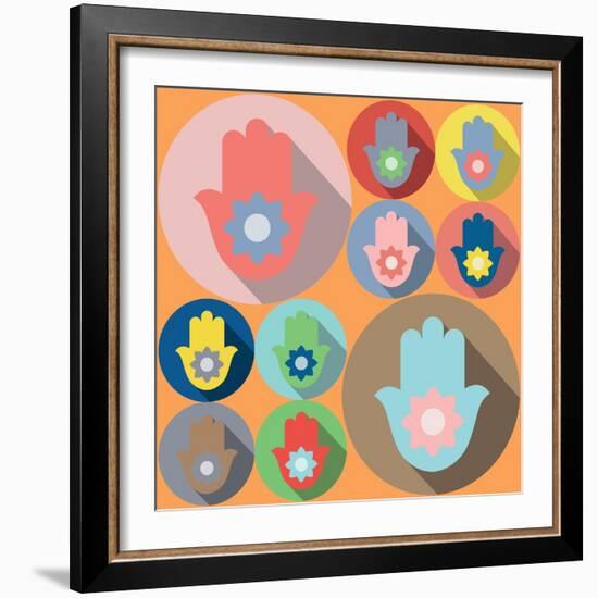 Hamsa Symbol Lotus-Yuriy Borisov-Framed Art Print