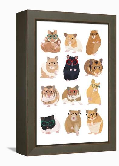 Hamsters Wearing Glasses-Hanna Melin-Framed Stretched Canvas