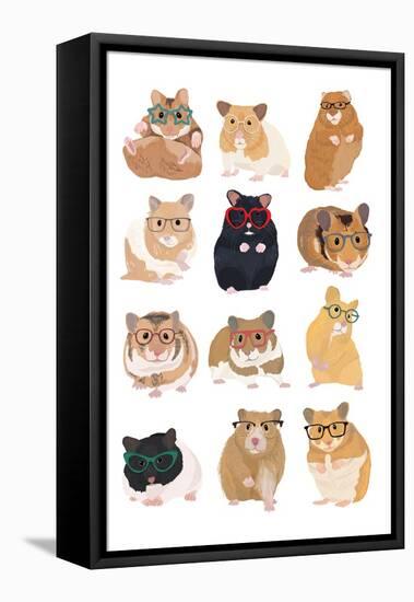 Hamsters Wearing Glasses-Hanna Melin-Framed Stretched Canvas