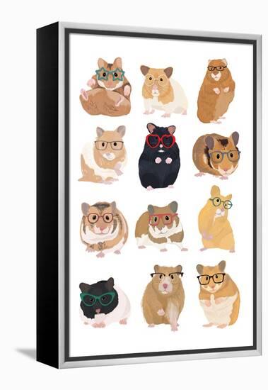 Hamsters Wearing Glasses-Hanna Melin-Framed Stretched Canvas