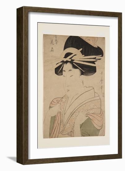 Hana?Gi of the ?Giya (Colour Woodblock Print)-Kitagawa Utamaro-Framed Giclee Print