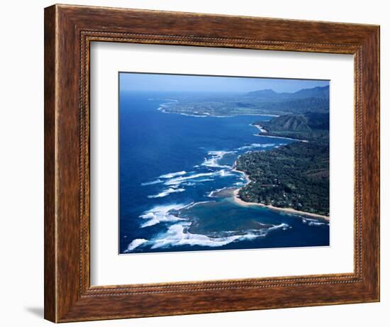 Hanalei Bay and the Distant Princeville Hotel, Kauai, Hawaii, USA-Charles Sleicher-Framed Photographic Print