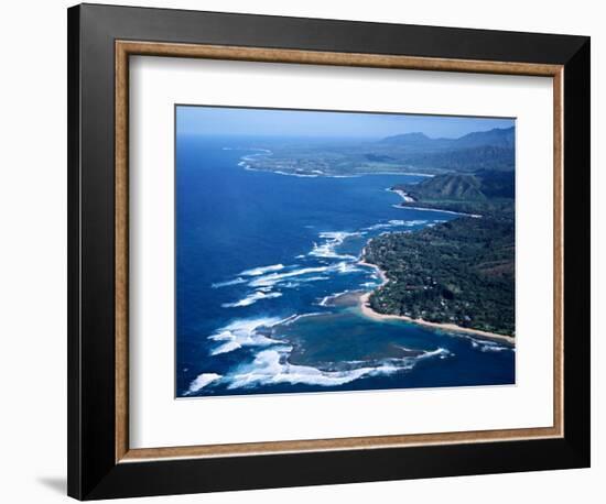 Hanalei Bay and the Distant Princeville Hotel, Kauai, Hawaii, USA-Charles Sleicher-Framed Photographic Print