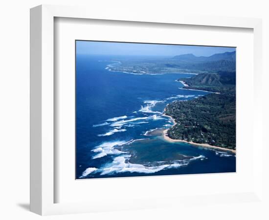 Hanalei Bay and the Distant Princeville Hotel, Kauai, Hawaii, USA-Charles Sleicher-Framed Photographic Print