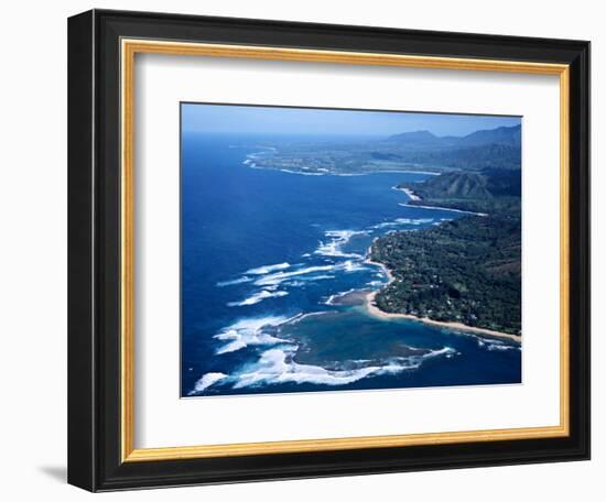 Hanalei Bay and the Distant Princeville Hotel, Kauai, Hawaii, USA-Charles Sleicher-Framed Photographic Print