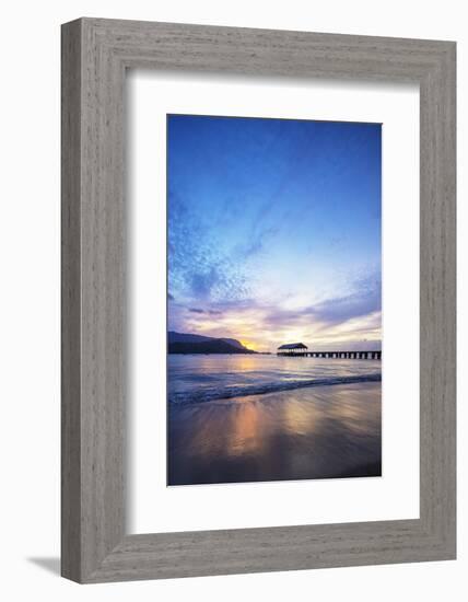 Hanalei Bay pier, Kauai Island, Hawaii, USA-Christian Kober-Framed Photographic Print