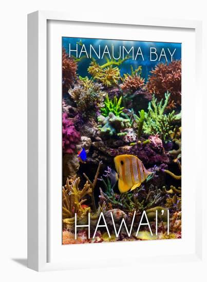 Hanauma Bay, Hawai'i - Fish and Coral 2-Lantern Press-Framed Art Print