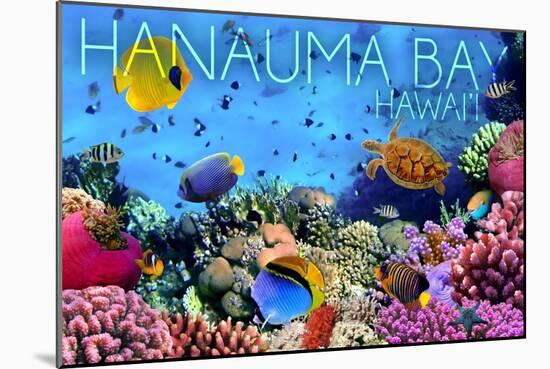 Hanauma Bay, Hawai'i - Fish and Coral 3-Lantern Press-Mounted Art Print