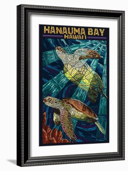 Hanauma Bay, Hawai'i - Sea Turtle - Mosaic-Lantern Press-Framed Art Print