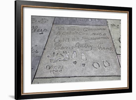 Hand and Foot Prints of Gene Autry, Hollywood Boulevard, Los Angeles-Wendy Connett-Framed Photographic Print