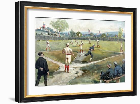 Hand-Colored Lithograph of an Early Baseball-null-Framed Giclee Print