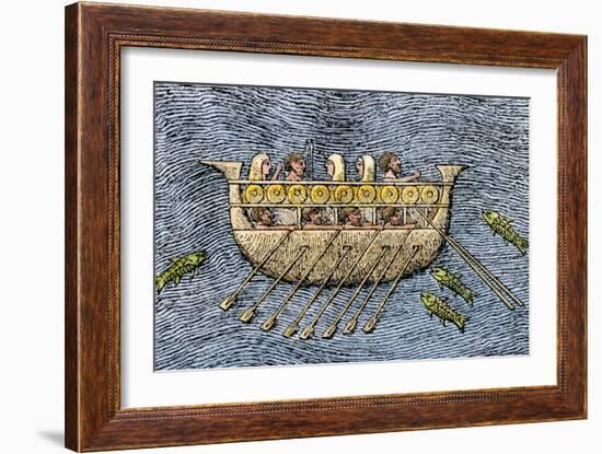 Hand Colored Woodcut of a 19th Century Illustration-null-Framed Giclee Print