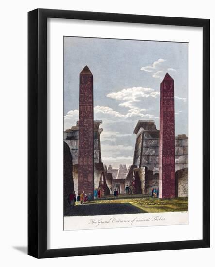 Hand Coloured Engraving of the Grand Entrance of Ancient Thebes-null-Framed Giclee Print