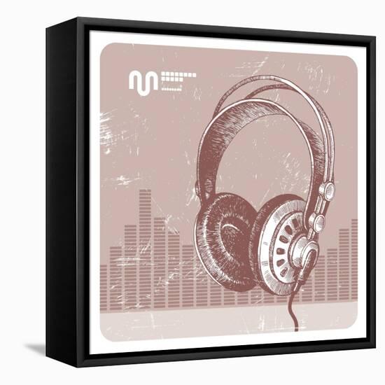 Hand Drawing Headphones-vso-Framed Stretched Canvas