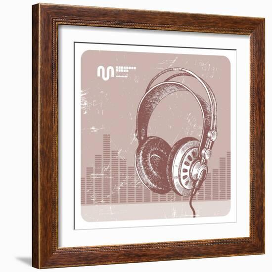 Hand Drawing Headphones-vso-Framed Art Print