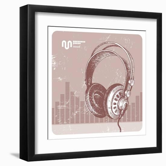 Hand Drawing Headphones-vso-Framed Art Print