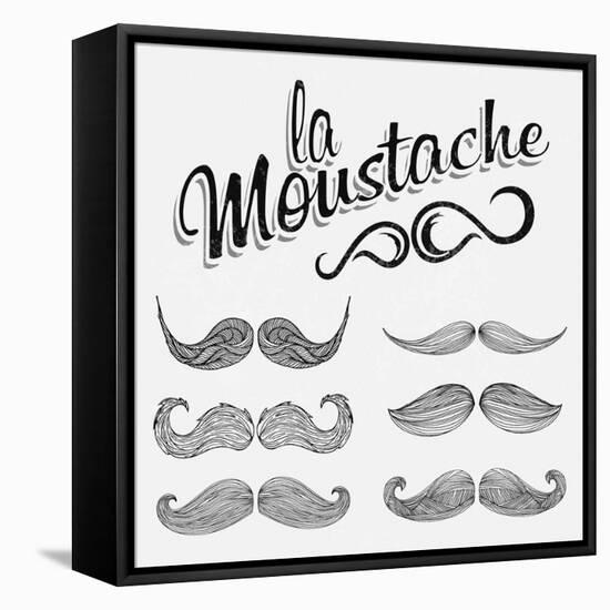 Hand Drawn Black Mustache Set-Melindula-Framed Stretched Canvas