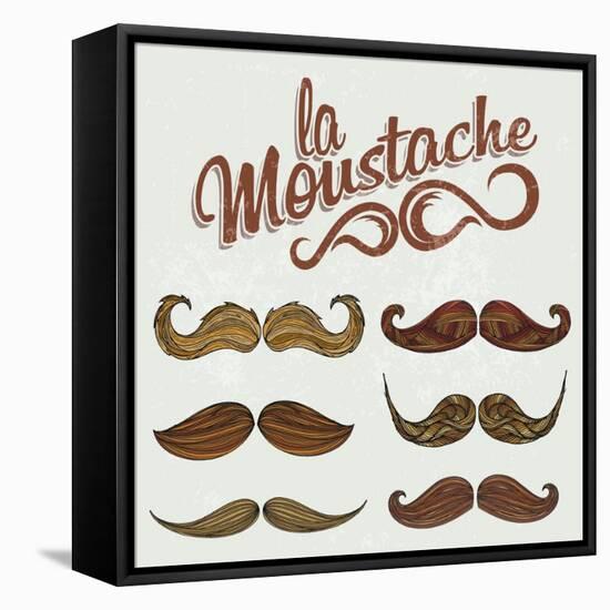 Hand Drawn Brown Mustache Set-Melindula-Framed Stretched Canvas