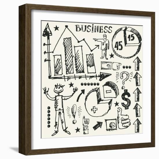 Hand Drawn Business Doodles-Andriy Zholudyev-Framed Premium Giclee Print