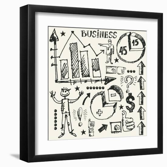 Hand Drawn Business Doodles-Andriy Zholudyev-Framed Art Print