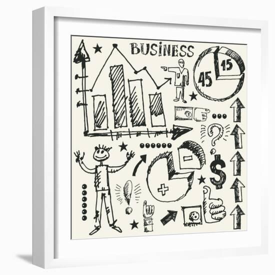 Hand Drawn Business Doodles-Andriy Zholudyev-Framed Art Print