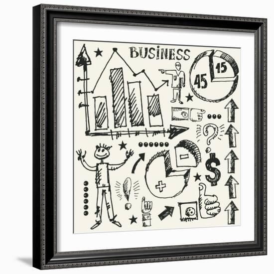 Hand Drawn Business Doodles-Andriy Zholudyev-Framed Art Print