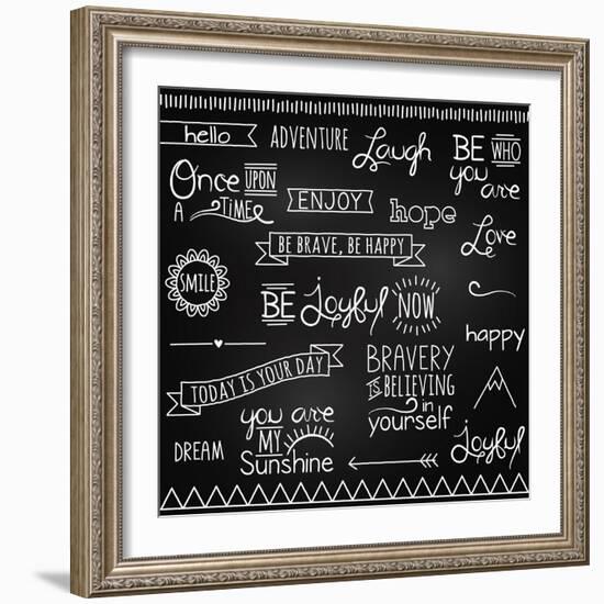 Hand Drawn Chalkboard Style Words, Quotes And Decoration-Pink Pueblo-Framed Art Print