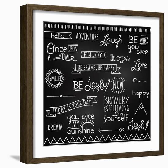 Hand Drawn Chalkboard Style Words, Quotes And Decoration-Pink Pueblo-Framed Art Print