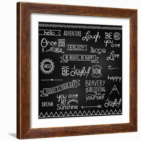 Hand Drawn Chalkboard Style Words, Quotes And Decoration-Pink Pueblo-Framed Art Print