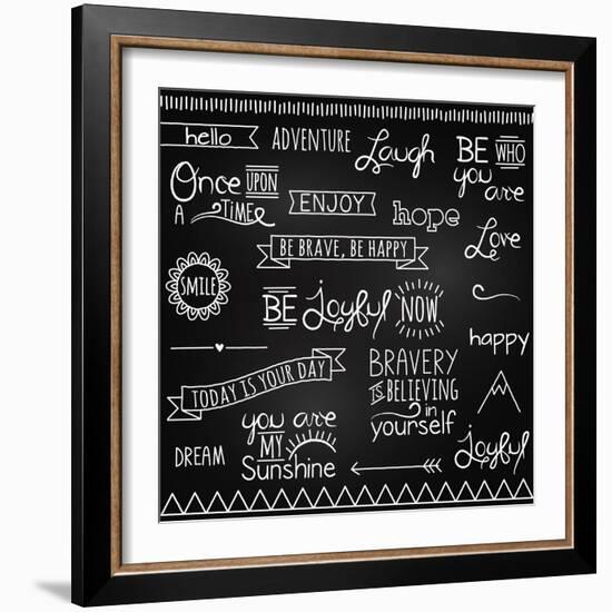 Hand Drawn Chalkboard Style Words, Quotes And Decoration-Pink Pueblo-Framed Art Print