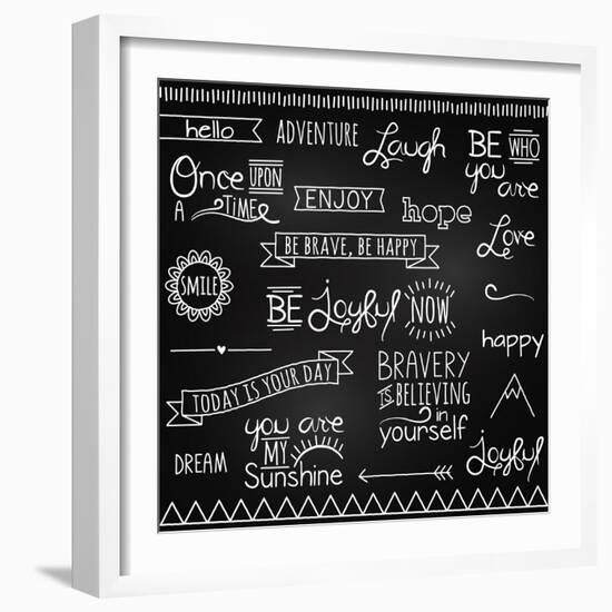 Hand Drawn Chalkboard Style Words, Quotes And Decoration-Pink Pueblo-Framed Art Print