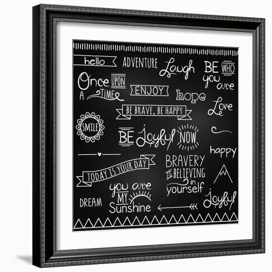 Hand Drawn Chalkboard Style Words, Quotes And Decoration-Pink Pueblo-Framed Art Print