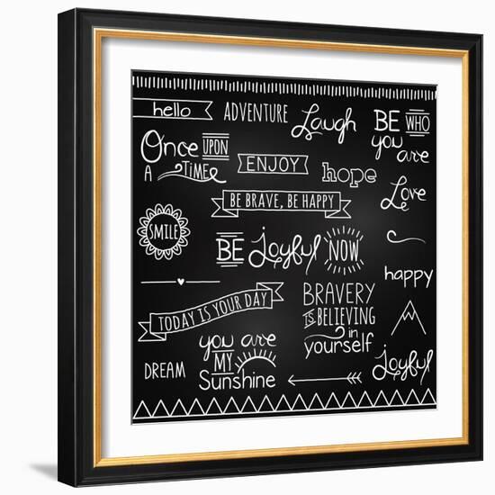 Hand Drawn Chalkboard Style Words, Quotes And Decoration-Pink Pueblo-Framed Art Print