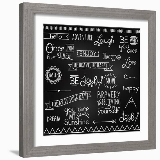 Hand Drawn Chalkboard Style Words, Quotes And Decoration-Pink Pueblo-Framed Premium Giclee Print