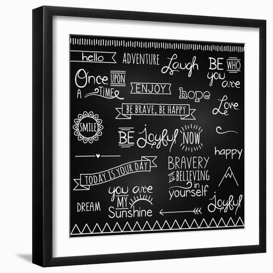 Hand Drawn Chalkboard Style Words, Quotes And Decoration-Pink Pueblo-Framed Premium Giclee Print