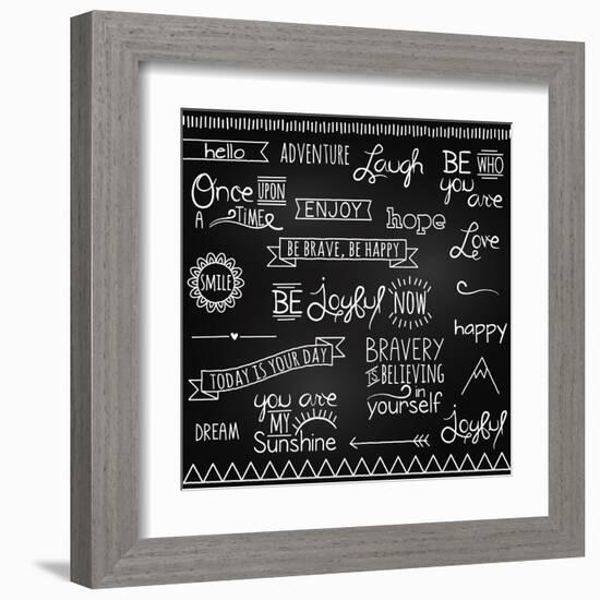 Hand Drawn Chalkboard Style Words, Quotes And Decoration-Pink Pueblo-Framed Art Print