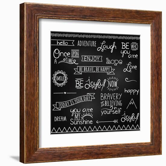 Hand Drawn Chalkboard Style Words, Quotes And Decoration-Pink Pueblo-Framed Art Print