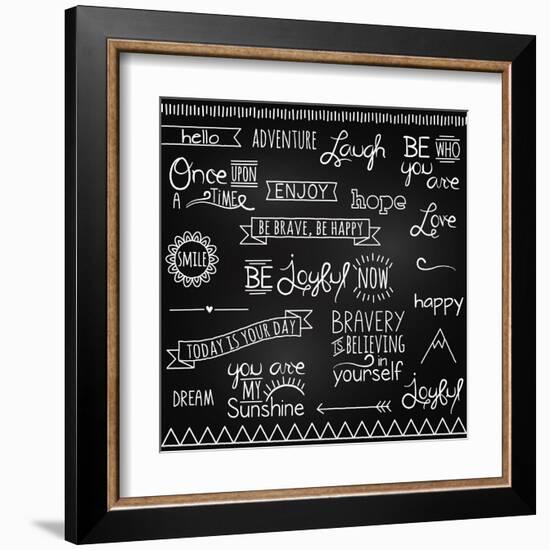 Hand Drawn Chalkboard Style Words, Quotes And Decoration-Pink Pueblo-Framed Art Print