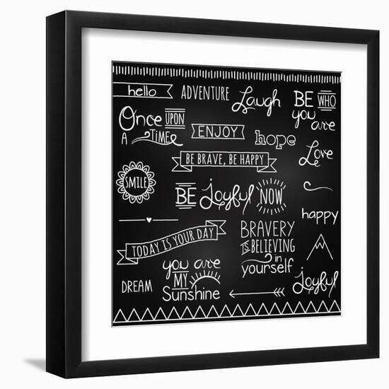 Hand Drawn Chalkboard Style Words, Quotes And Decoration-Pink Pueblo-Framed Art Print