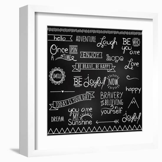 Hand Drawn Chalkboard Style Words, Quotes And Decoration-Pink Pueblo-Framed Art Print