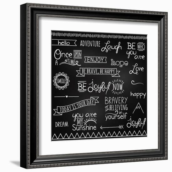 Hand Drawn Chalkboard Style Words, Quotes And Decoration-Pink Pueblo-Framed Art Print