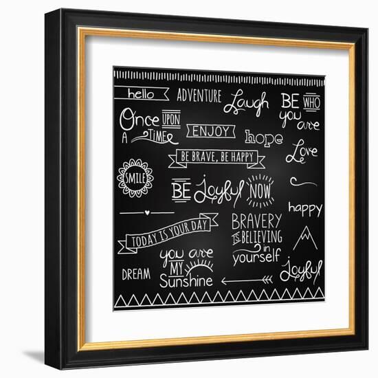 Hand Drawn Chalkboard Style Words, Quotes And Decoration-Pink Pueblo-Framed Art Print